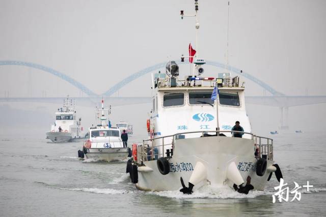 珠江渔政执法特编船队首次开展联合巡航执法。受访者供图